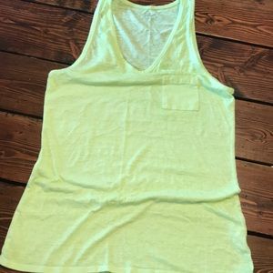 Athleta neon green slub knit v neck tank